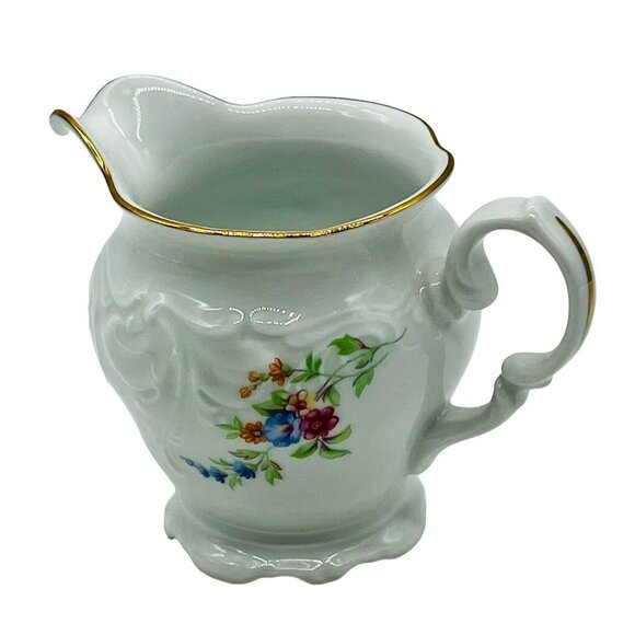 Wawel China Rose Garden Creamer Poland Embossed Gold Gilt 4 inch Replacement - Picture 1 of 8